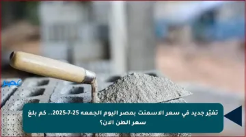 تغيّر جديد في سعر الأسمنت بمصر اليوم الجمعة 25-7-2025.. كم بلغ سعر الطن الآن؟